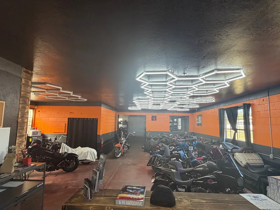 Bagger and touring bike work at Syndicate Cycle in Oroville, CA